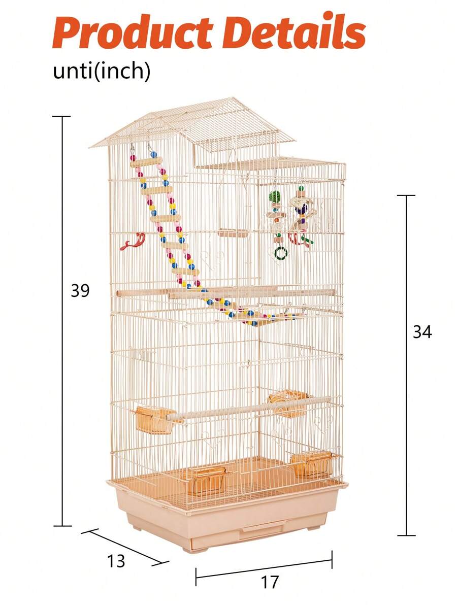 39 Inch Roof Top Large Flight Parrot Bird Cage Accessories Medium Roof