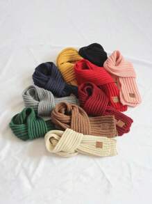 Children's Knitted Scarf For Autumn/Winter, Warm Korean Style Knitted Scarf For Boys & Girls, Baby Neck Warmer - Multicolor - View 9