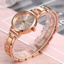 2pcs/Set Fashion Alloy Ladies Quartz Watch With Metal Bracelet Love Watch Set - Rose Gold - View 2
