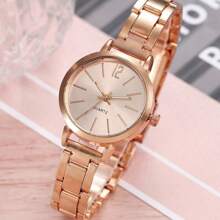 2pcs/Set Fashion Alloy Ladies Quartz Watch With Metal Bracelet Love Watch Set - Rose Gold - View 4