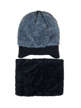 2pcs Knitted Earflap Hat And Scarf Set For Teenage Boys Aged 8+, Winter Thick Warm Fleece