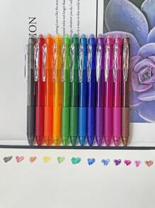 Set de 12 bolígrafos de gel borrables y de colores, de punta fina de 0.5 mm, bolígrafo con clic lateral para escribir, dibujar, planificar, útiles escolares y de oficina. Borra los errores en cualquier momento, de vuelta al colegio