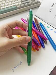 Set de 12 bolígrafos de gel borrables y de colores, de punta fina de 0.5 mm, bolígrafo con clic lateral para escribir, dibujar, planificar, útiles escolares y de oficina. Borra los errores en cualquier momento, de vuelta al colegio