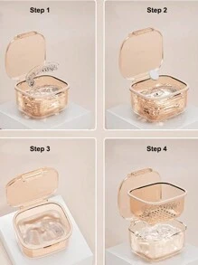 1 pieza Caja de almacenamiento de retenedor, estuche de plástico para limpieza y almacenamiento de dentaduras postizas para frenos, estuche portátil de retenedor para alineadores invisibles de Invisalign, caja de almacenamiento de dentaduras postizas, recipiente portátil para baño de dentaduras - Multicolor - Ver 5