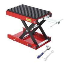 1200lbs Motorcycle Jack With Dolly, Motorcycle Scissor Lift Jack Hoist Stand For Dirt Bike ATV Cruiser Bikes With Wide Deck & Safety Pin - Red - View 1