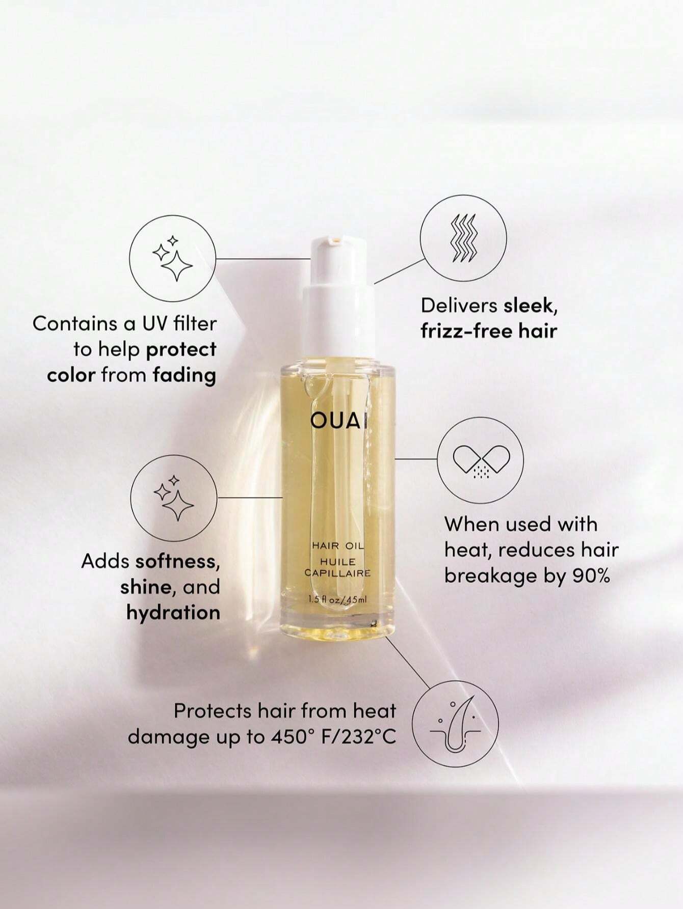OUAI OUAI Hair Oil Hair Heat Protectant Oil For Frizz Control Adds Hair Shine And Smooths