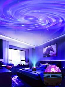 1 件 LED 浪漫星空投影灯，USB 供电漩涡星空灯，适用于卧室天花板梦幻氛围，插入式睡眠灯 - 黑色 - 查看 3