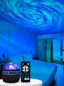 1 件 LED 浪漫星空投影灯，USB 供电漩涡星空灯，适用于卧室天花板梦幻氛围，插入式睡眠灯 - 黑色 - 查看 2