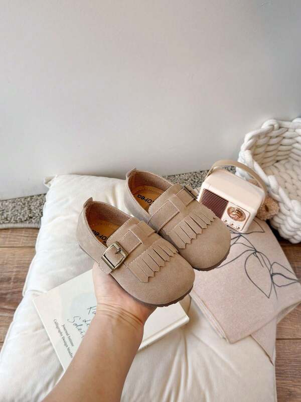 1 Paar minimalistische flache Schuhe aus Kunstleder mit runder Spitze für Mädchen, koreanischer Quastenstil, geeignet für Frühling/Herbst