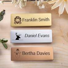 定制雕刻专业姓名胸牌，带别针或磁铁背衬 - 通用不锈钢身份识别牌，适用于医生、教师、造型师等 - 个性化职称铭牌，时尚设计