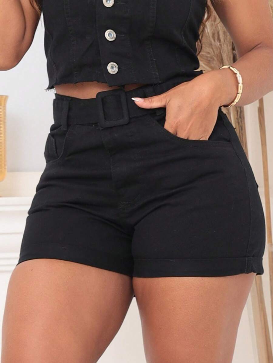 Women Denim Shorts - màu đen - Xem 1