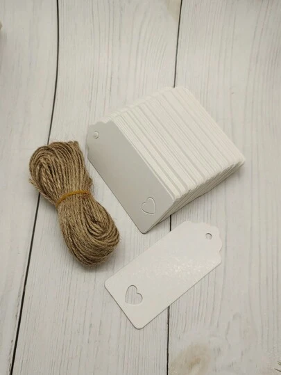 50 piezas Etiquetas de regalo de unicolor con cuerda, de vuelta a la escuela, Día de San Valentín