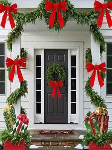 1 vòng hoa nơ trang trí Giáng sinh, nơ đỏ mềm mại, trang trí cây thông Noel, thích hợp cho cây thông Noel, trang trí lan can, trang trí treo tiệc Giáng sinh, trang trí lò sưởi, Giáng sinh - Nhiều màu - Xem 3
