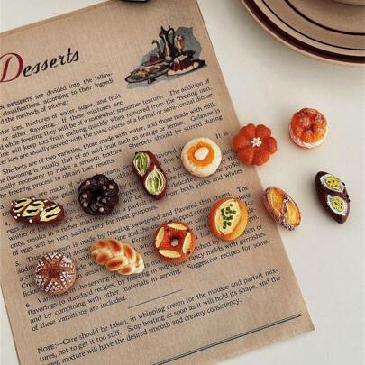 6 件创意食物主题冰箱贴，逼真的百吉饼设计，树脂冰箱贴纸，烘焙备忘便签，可爱的装饰磁铁，适用于冰箱、办公室、厨房白板、储物柜、洗碗机、情人节礼物