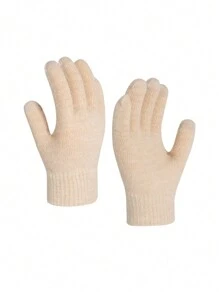 1-3pcs/Set Women's Winter Knitted Beanie Scarf Touchscreen Gloves Set, Thick Lined, Striped, Textured, Pompom Decor, Suitable For Skiing, Travel, Driving, Gifts Halloween Winter Accessories Halloween Decor