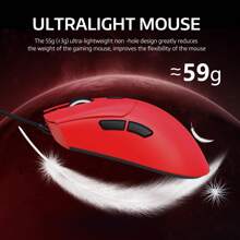 ATTACK SHARK R1 Wireless Gaming Mouse,Tri-Mode Connection (2.4G/Wired/BT5.2),55g Lightweight,18K DPI Optical Sensor,HUYU 20 Million Key Life,Ergonomic Design,For PC/Laptop/Win - 紅色 - 查看 6
