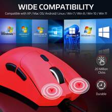 ATTACK SHARK R1 Wireless Gaming Mouse,Tri-Mode Connection (2.4G/Wired/BT5.2),55g Lightweight,18K DPI Optical Sensor,HUYU 20 Million Key Life,Ergonomic Design,For PC/Laptop/Win - 紅色 - 查看 9