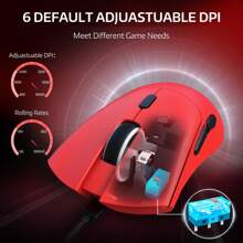 ATTACK SHARK R1 Wireless Gaming Mouse,Tri-Mode Connection (2.4G/Wired/BT5.2),55g Lightweight,18K DPI Optical Sensor,HUYU 20 Million Key Life,Ergonomic Design,For PC/Laptop/Win - 紅色 - 查看 7