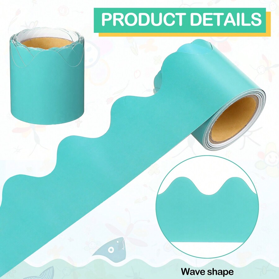 24 Rolls 394ft Scalloped Bulletin Board Borders Set, Colorful Border