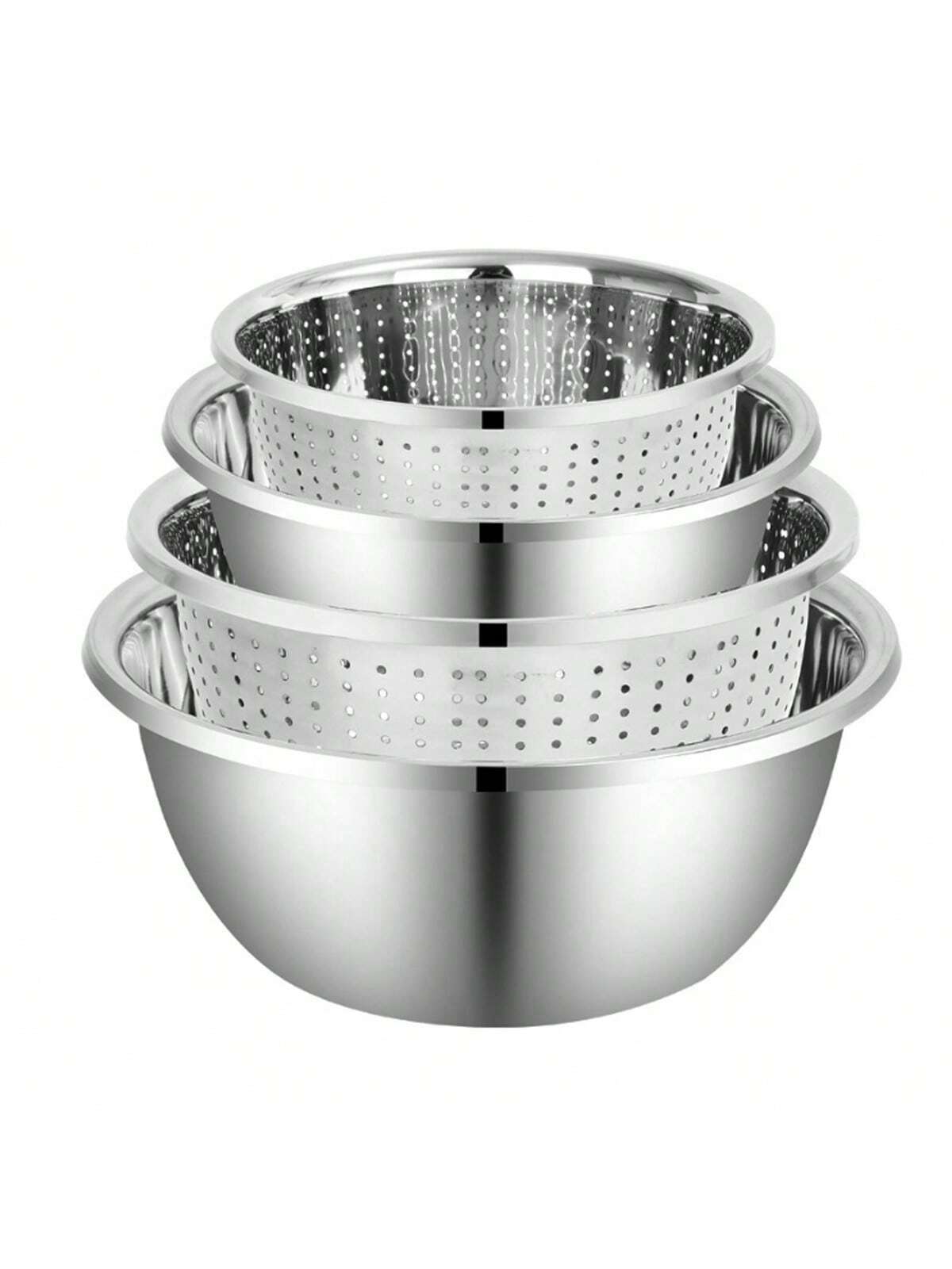 Juego de 2 en 1 de cestas coladores de acero inoxidable premium - Diseño de doble capa para un drenaje eficiente, gran capacidad, ideal para enjuagar frutas y verduras, imprescindible en la cocina, Cocina, Artículos de cocina, Alimentos, Cocina, Campamento, Vacaciones, Playa, Decoración del hogar, Organizador, Fiesta, Viaje.