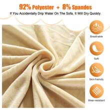 L Shape Sectional Sofa Cover 2-Piece Couch Cover Soft Velvet Elastic Stretch Sofa Slipcover For 3 Seater + 4 Seater Sofa Furniture Protector Couch Stretch L Shape Sofa Slipcover With 4Pcs Pillowcases - 米色 - 查看 8