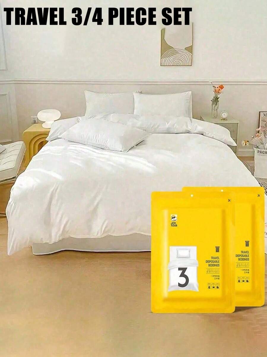 旅行用一次性床单套装，酒店便携式旅行床上用品套装 1*床单 + 1*羽绒被套 + 1/2*枕套，旅行隔离床单三/四件套酒店用品旅行必需品学校用品节日必需品健身配件 - 彩色 - 查看 1