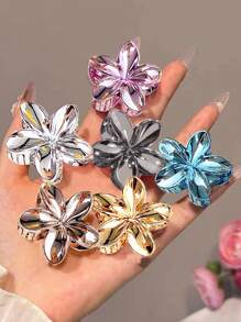 6 pièces Pinces à cheveux à fleurs petites en acrylique effet métal pour femmes, simples et élégantes, barrettes polyvalentes pour les franges, convient pour un port quotidien, look mode doux et frais pour les vacances (sans emballage en carton, le carton est uniquement pour la séance photo) Clips à cheveux pour la Saint-Valentin, accessoires capillaires pour femmes, cadeau de la Saint-Valentin, clips à cheveux pour les vacances d'été, voyage, anniversaire - Multicolore - Voir 12