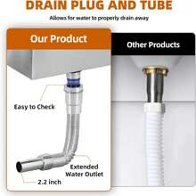 Hielera empotrada de 20 " - Recipiente de hielo comercial de acero inoxidable para cocina y bar al aire libre, ideal para vino y cerveza, aislamiento sin electricidad, drenaje conveniente, oferta del - 20'' de largo x 20'' de ancho x 13'' de alto - Ver 2