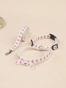 1 chiếc dây dắt thú cưng bằng chất liệu polyester, họa tiết trái tim, thoáng mát, thích hợp cho mèo và chó nhỏ sử dụng ngoài trời (không thích hợp cho chó lớn). - Hồng - Xem 2