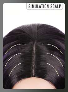 14英寸短直波波假髮,中分合成髮假髮,肩長日常cosplay派對假髮,適用於萬聖節、聖誕節、cosplay、日常穿著等假髮用途 - 紫色 - 查看 4