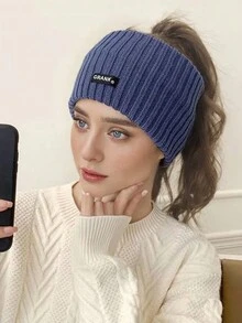 1pc Women's Letter Design Wide Knitted Headband, Casual Style Versatile Hair Accessories For Fall & Winter Halloween - A - View 2