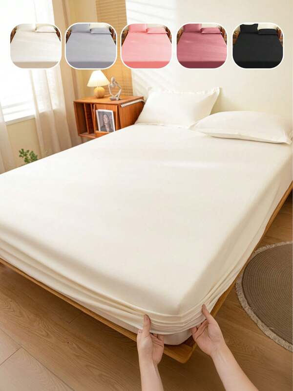 1 pieza Sábana encajada de unicolor, sábanas, funda de colchón hipoalergénica, protector de colchón, ropa de cama suave y cómoda para el dormitorio, protector de colchón, sábana de bolsillo profundo, para todas las estaciones, para camas individuales/gemelas/dobles - Ideal para dormitorio, habitación de huéspedes, sin funda de almohada, regalo ideal para Pascua, regalo para el Día de la Independencia, regalo perfecto para vacaciones
