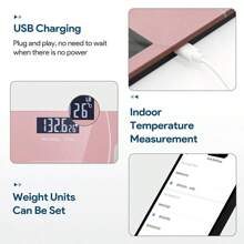 Smart Body Fat Scale With LED Display - Digital Bathroom Scale With Bluetooth, Accurate Measurement Of Body Composition, Muscle Mass, BMI And Body Water Analysis - Coral Pink - View 4