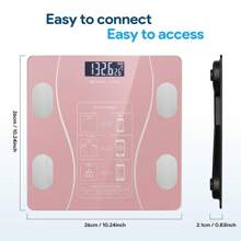 Smart Body Fat Scale With LED Display - Digital Bathroom Scale With Bluetooth, Accurate Measurement Of Body Composition, Muscle Mass, BMI And Body Water Analysis - Coral Pink - View 5