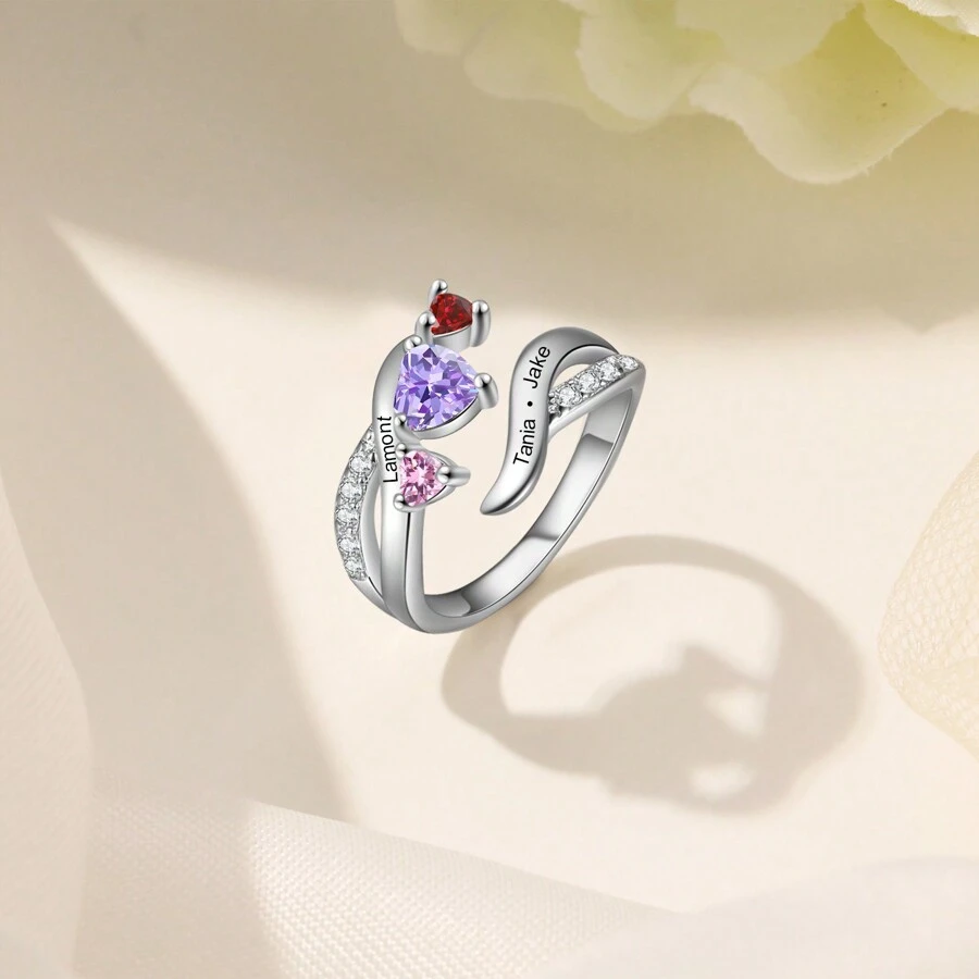 1 pieza Collar personalizado con colgante de piedra natal con forma de corazón, regalo del Día de la Madre, regalo para ella, joyería de mujer, joyería de plata, joyería DIY, joyería para mujeres, regalo ideal para Navidad, Día de la Madre, San Valentín, cumpleaños, aniversario, graduación o amigos, compañeros de clase y familia - Plateado - Ver 1