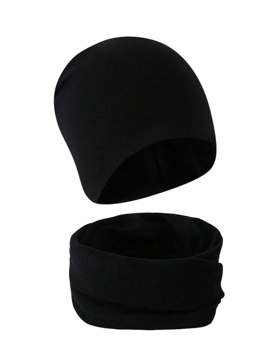 2 szt./zestaw czapki i szalika dla dzieci w jednolitym kolorze, dzianinowa ciepła czapka i szalik dla małych dzieci/chłopców i dziewczynek, odpowiedni na wiosnę, jesień i zimę