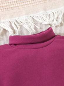 男婴保暖高领抓绒连体衣，适合秋冬春季穿着 - 紫色 - 查看 3