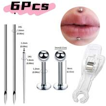 Body Piercing Needle Piercing Taper Insertion Pins For Ear/Nose/Navel/Nipple/Lip/Eyebrow/Tongue/Tragus Helix Stretcher Body Piercing Stretching Kit - Silver - View 12