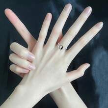 Anillos con diseño de gato blanco y gato negro en forma de corazón - Regalo para familia y amigos, cumpleaños y Navidad - Plateado - Ver 6