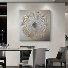 Abstract Wall Art Canvas Print, Luxury Silver Modern Poster, Framed Minimalist Decor For Living Room, Restaurant & Entryway Mural