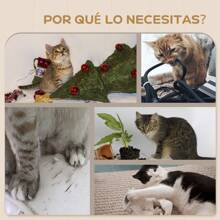 PawHut Estante de Escalada para Gatos de Pared Juego de Estantes para Gatos 4 Piezas con Hamaca Nido Rascador Plataformas para Saltar y Poste de Sisal Gris - Gris Oscuro - Ver 4