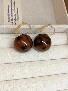 1pair Fashionable French Retro High-End Leopard Print Ear Clips, Niche Elegant Versatile Earrings - Earrings - View 4