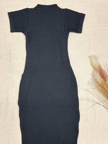 Short Sleeve Modal Midi Dress - màu đen - Xem 2