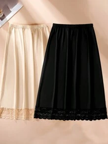 3 Pcs/1 Pc Women's Waist Slimming, Static-Resistant Half Slip Underskirt With Adjustable Elastic Waistband, Multi-Size & Color Options Summer, School Fall, Autumn, Halloween