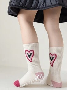 5 Pairs Of Love Striped Floor Socks With Anti Slip, Wear-Resistant, Comfortable, Breathable, And Cute Socks For Girls And Middle-Aged Children, Suitable For Outdoor And Indoor Wear In All Seasons