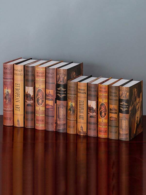 Set de 6 libros decorativos falsos con efecto bronceado estilo europeo, libros de simulación retro como accesorios fotográficos, mejor regalo para cajas y estantes