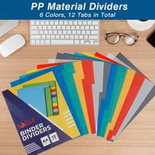 Eagle Binder Dividers, 12pcs/24pcs, Durable Plastic Dividers With Tabs, Tab Dividers For 3 Ring Binder, Multicolor Brights, A4 Size, Suitable For 2/3/4/11 Ring Binders - Multicolor - View 6