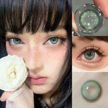 1副蓝灰色隐形眼镜美人鱼绿隐形眼镜可使用一年14.5mm，一年用一次 - 藍灰色 - 查看 2