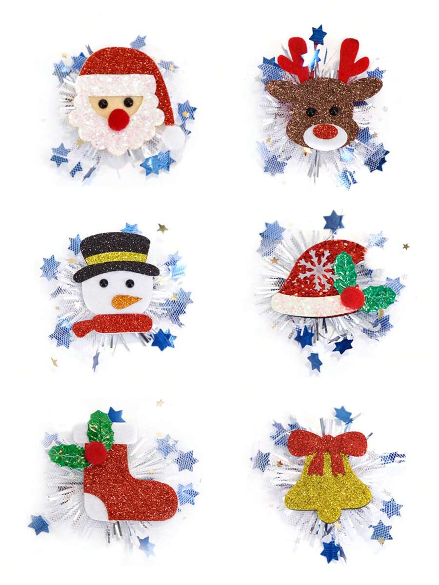 1 件全新圣诞发夹头饰，卡通驯鹿和雪人设计圣诞派对装饰发夹 - 彩色 - 查看 1