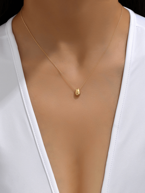 1pc Minimalist Style Niche Design Water Drop Beaded Stainless Steel 18K Gold Plated Necklace For Women Stacking Necklace Summer Travel, Dance Party, Date & Party Dress Up